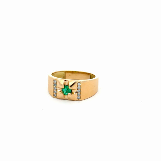 Anillo hombre esmeralda y diamantes