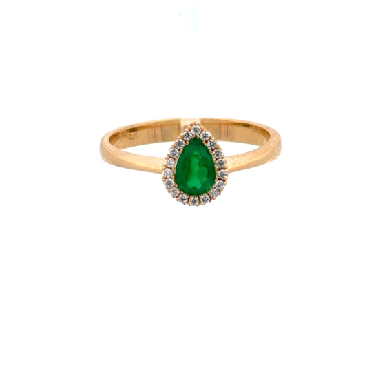 Anillo Cluster en gota esmeralda y diamante.