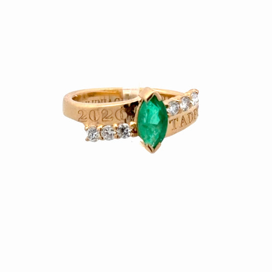 Anillo para grado oro esmeralda y diamantes