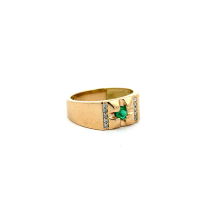 Anillo hombre esmeralda y diamantes