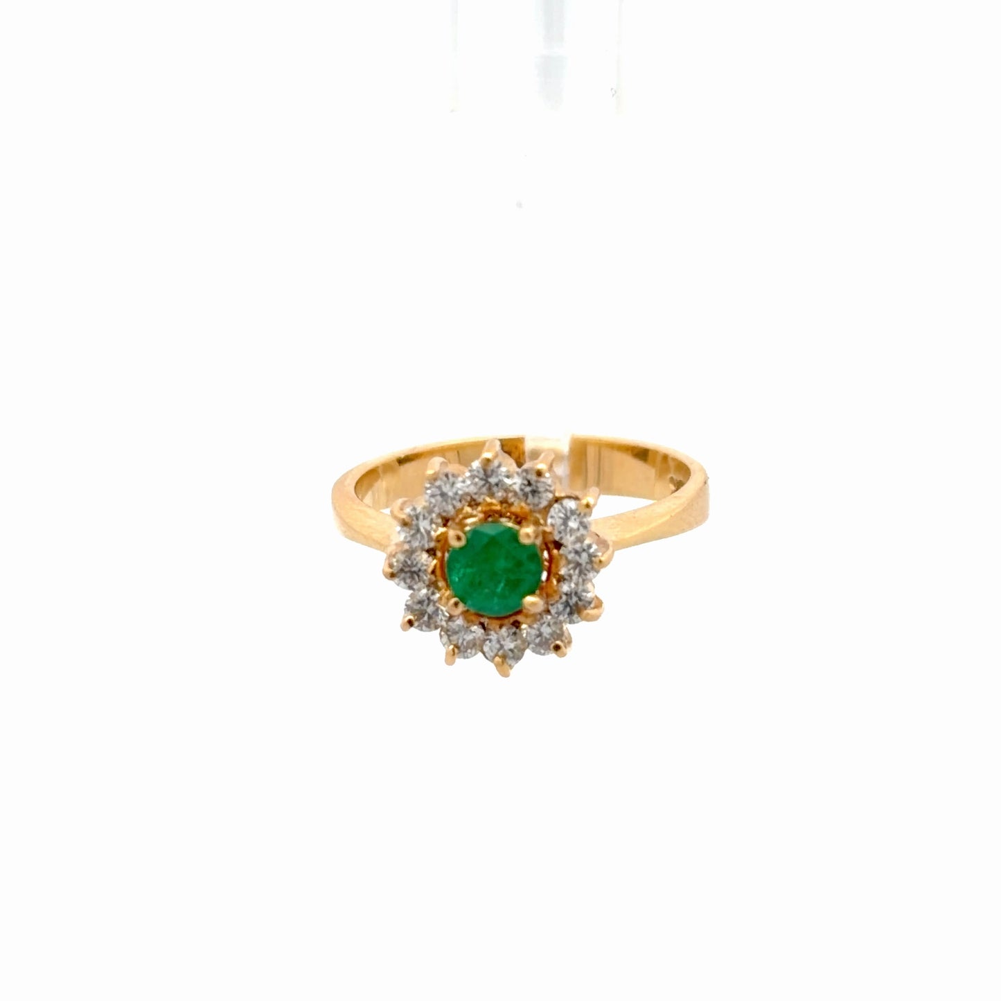 Anillo compromiso marquesa esmeralda y diamantes