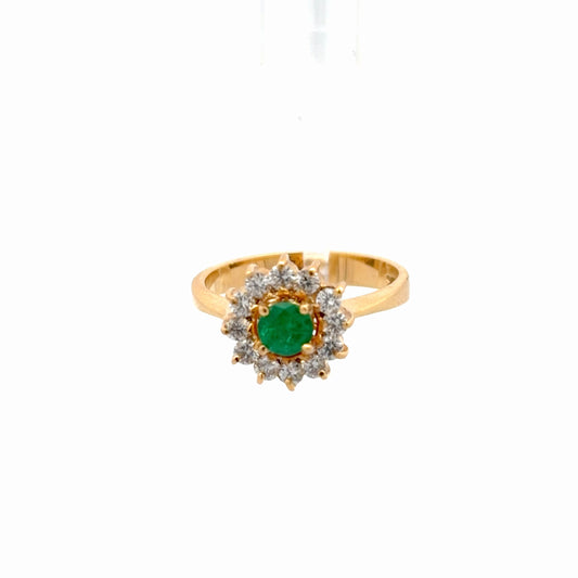 Anillo compromiso marquesa esmeralda y diamantes