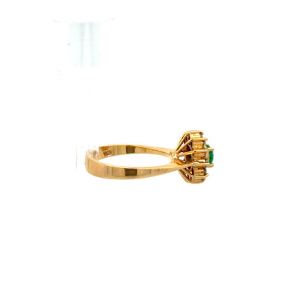 Anillo compromiso marquesa esmeralda y diamantes