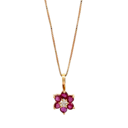 Dije flor en rubíes y diamante