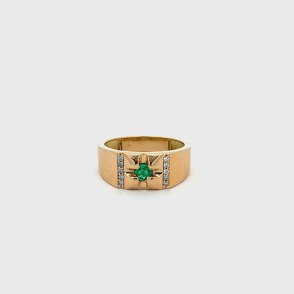Anillo hombre esmeralda y diamantes