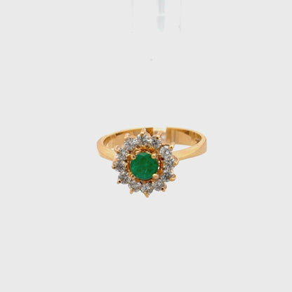 Anillo compromiso marquesa esmeralda y diamantes